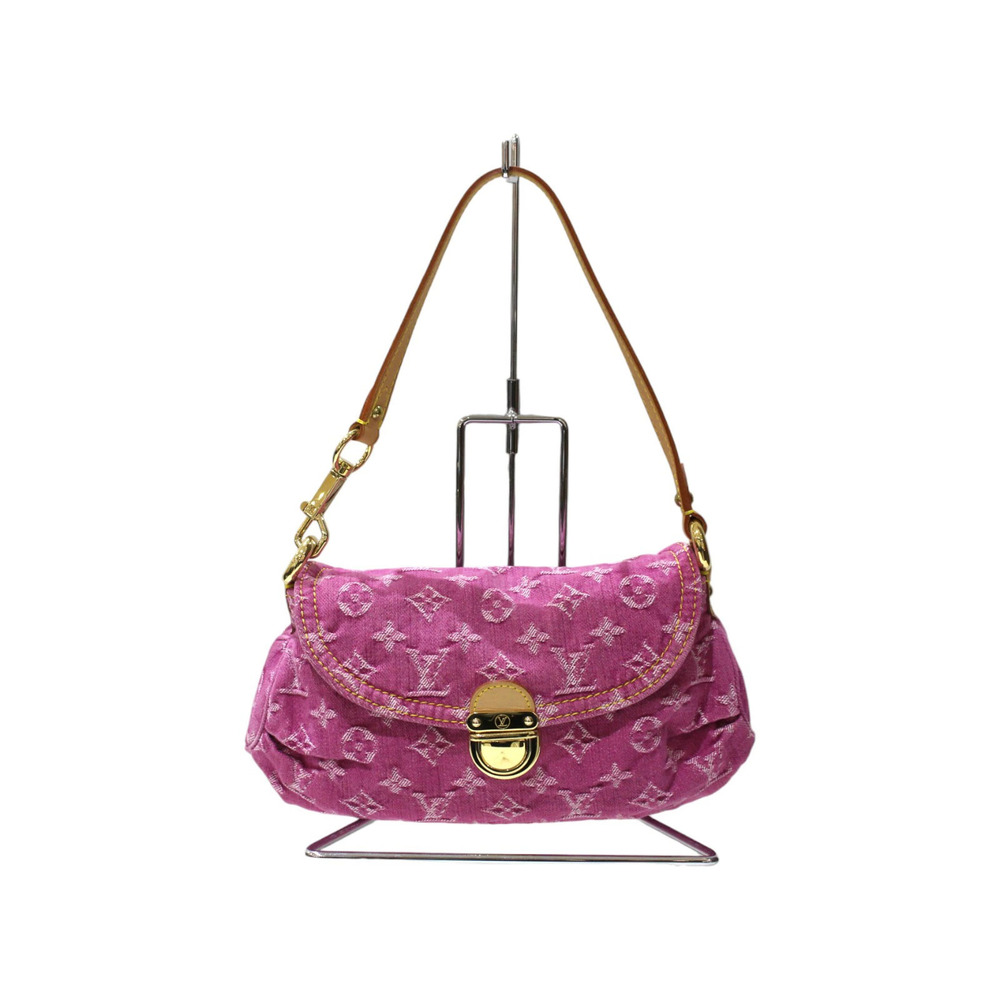 LOUIS VUITTON Pleaty Monogram Denim Pink Hobo Bag LV
